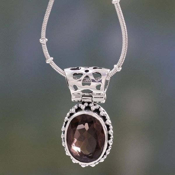 Alternate image for Smoky Quartz Medallion in Sterling Silver Necklace Elegant Mystique