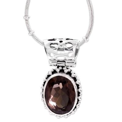 Alternate image for Smoky Quartz Medallion in Sterling Silver Necklace  Elegant Mystique