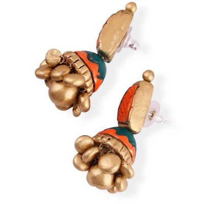 Alternate image for Jhumki-Style Hand-Painted Ceramic Statement Dangle Earrings Jhumki Flair