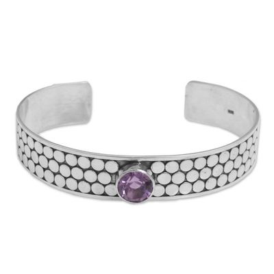 Alternate image for Balinese Amethyst and Sterling Silver Spiral Cuff Bracelet Purple Bubble Bath