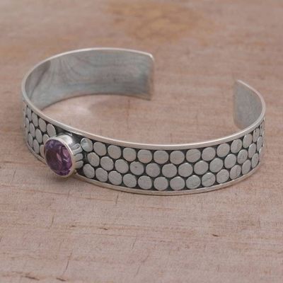 Alternate image for Balinese Amethyst and Sterling Silver Spiral Cuff Bracelet Purple Bubble Bath