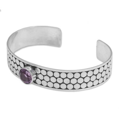 Alternate image for Balinese Amethyst and Sterling Silver Spiral Cuff Bracelet Purple Bubble Bath