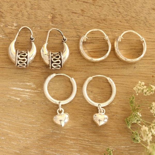Alternate image for Handmade Sterling Silver Hoop Earrings Dancing Barefoot