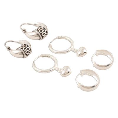 Alternate image for Handmade Sterling Silver Hoop Earrings Dancing Barefoot