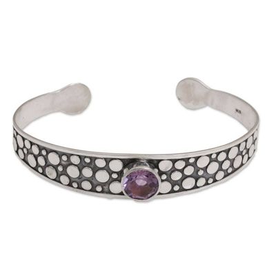 Alternate image for Amethyst and Sterling Silver Cuff Bracelet from Bali Purple Stone Path