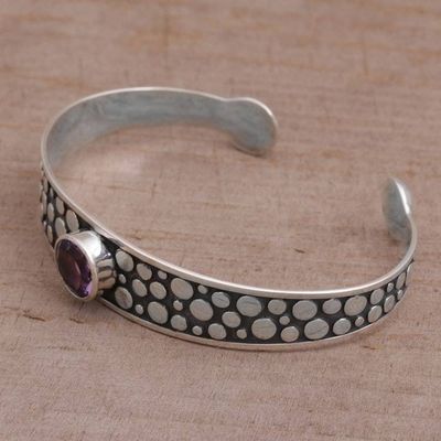Alternate image for Amethyst and Sterling Silver Cuff Bracelet from Bali Purple Stone Path