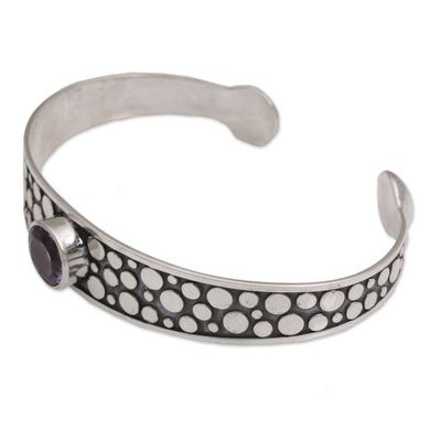 Alternate image for Amethyst and Sterling Silver Cuff Bracelet from Bali Purple Stone Path