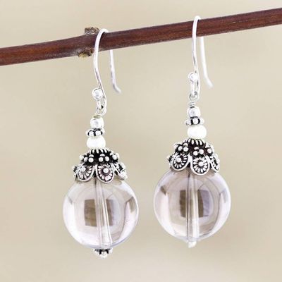 Primary image for Smoky Quartz and Cultured Freshwater Pearl Dangle Earrings Winter Evening