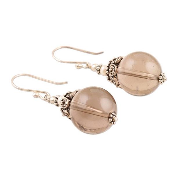 Alternate image for Smoky Quartz and Cultured Freshwater Pearl Dangle Earrings Winter Evening