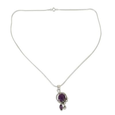 Alternate image for Artisan Crafted Necklace with Amethyst and Silver from India Delhi Delight