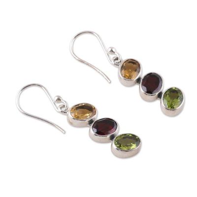 Alternate image for Six-Carat Multi-Gemstone Dangle Earrings with Oval Jewels Color Stairs