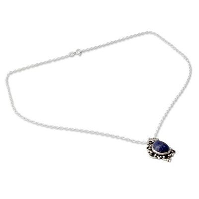 Alternate image for Silver Pendant Necklace with Lapis Lazuli Cabochon Royal Crown