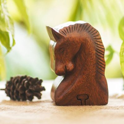 Alternate image for Hand Carved Balinese Wood Puzzle Box Sumba Horse