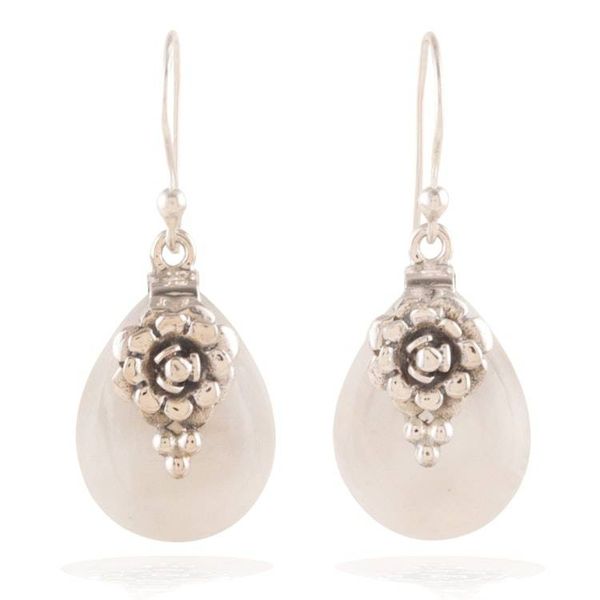 Alternate image for Rose-Inspired Natural Rainbow Moonstone Dangle Earrings Misty Liaison
