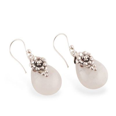 Alternate image for Rose-Inspired Natural Rainbow Moonstone Dangle Earrings Misty Liaison