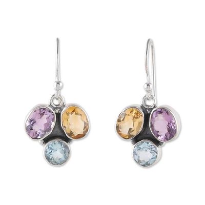 Alternate image for Polished Seven-Carat Multi-Gemstone Dangle Earrings Divine Essences