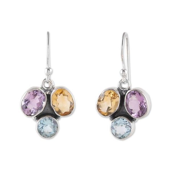Alternate image for Polished Seven-Carat Multi-Gemstone Dangle Earrings Divine Essences