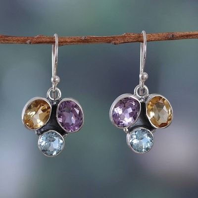 Alternate image for Polished Seven-Carat Multi-Gemstone Dangle Earrings Divine Essences