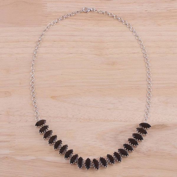 Alternate image for Rhodium Plated Smoky Quartz Pendant Necklace from India Rich Sparkle
