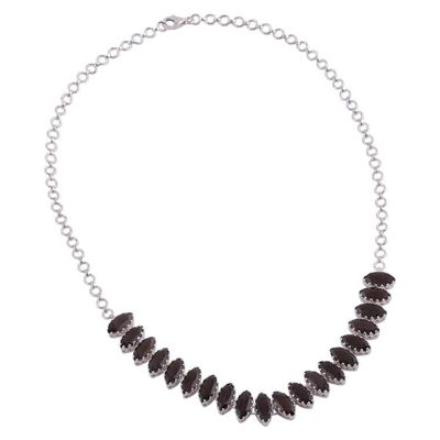 Alternate image for Rhodium Plated Smoky Quartz Pendant Necklace from India Rich Sparkle