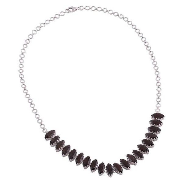 Alternate image for Rhodium Plated Smoky Quartz Pendant Necklace from India Rich Sparkle