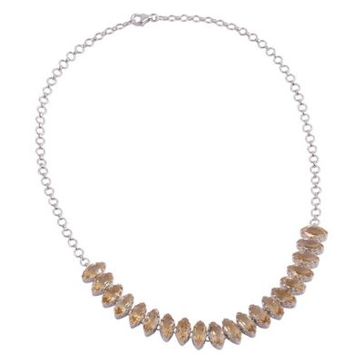Alternate image for Rhodium Plated Citrine Pendant Necklace Crafted in India Warm Sparkle