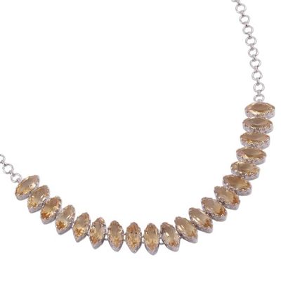 Alternate image for Rhodium Plated Citrine Pendant Necklace Crafted in India Warm Sparkle