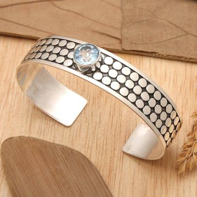 Alternate image for Balinese Blue Topaz and Sterling Silver Spiral Cuff Bracelet Blue Bubble Bath
