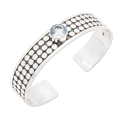 Alternate image for Balinese Blue Topaz and Sterling Silver Spiral Cuff Bracelet Blue Bubble Bath