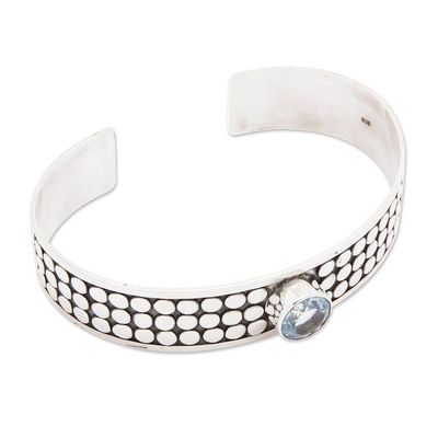 Alternate image for Balinese Blue Topaz and Sterling Silver Spiral Cuff Bracelet Blue Bubble Bath