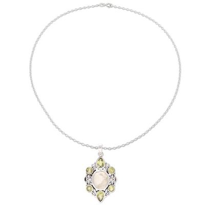 Alternate image for Peridot and Prehnite Pendant Necklace from India Glory of Green