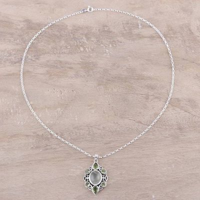 Alternate image for Peridot and Prehnite Pendant Necklace from India Glory of Green