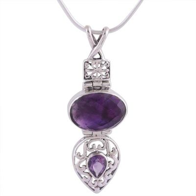 Primary image for India Jewelry Sterling Silver and Amethyst Necklace Wise Beauty