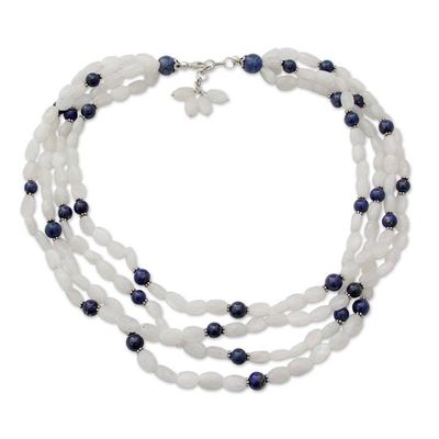 Alternate image for Rainbow Moonstone and Lapis Lazuli Strand Necklace Visionary