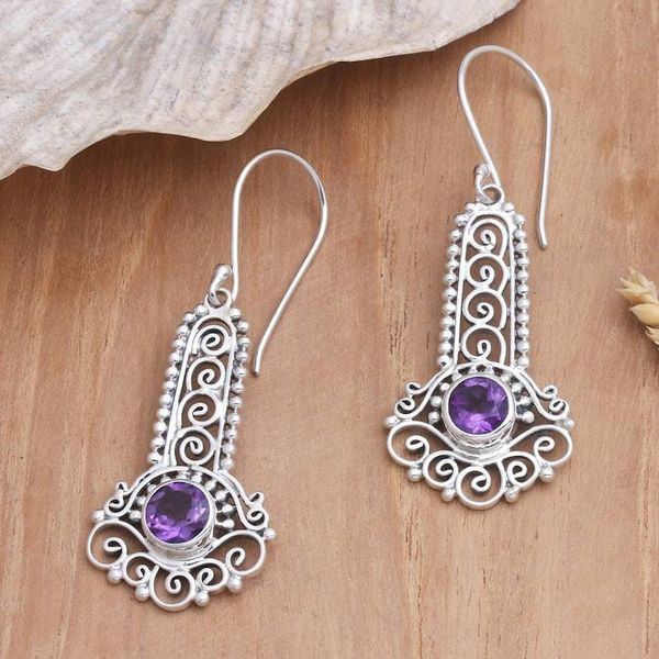 Alternate image for Sterling Silver and Amethyst Earrings Key to the Castle