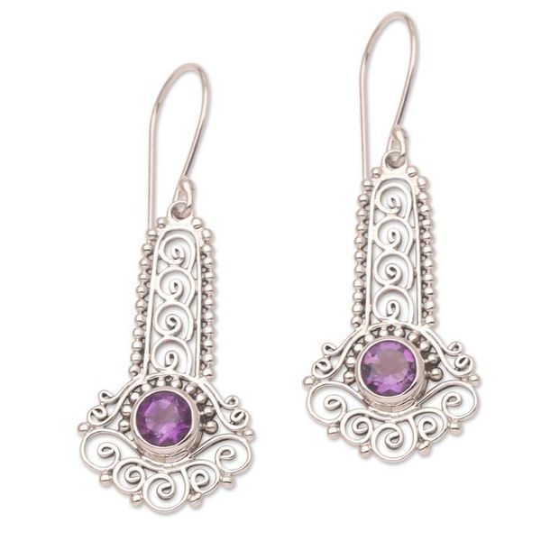 Alternate image for Sterling Silver and Amethyst Earrings Key to the Castle