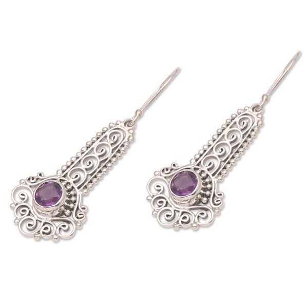 Alternate image for Sterling Silver and Amethyst Earrings Key to the Castle