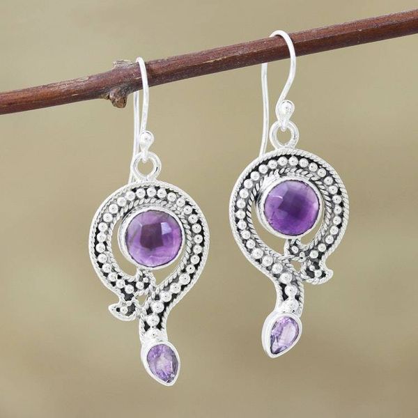 Alternate image for Artisan Crafted Amethyst Dangle Earrings Graceful Query