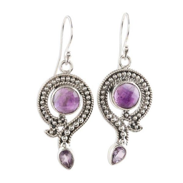 Alternate image for Artisan Crafted Amethyst Dangle Earrings Graceful Query