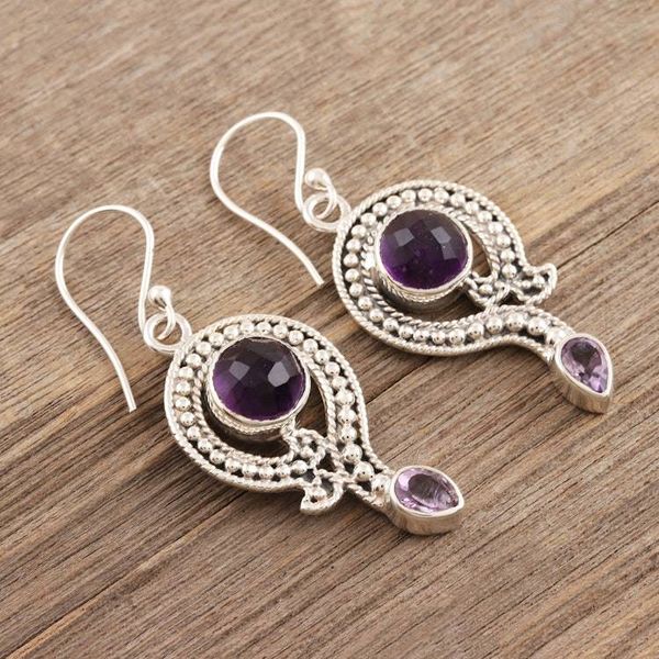 Alternate image for Artisan Crafted Amethyst Dangle Earrings Graceful Query