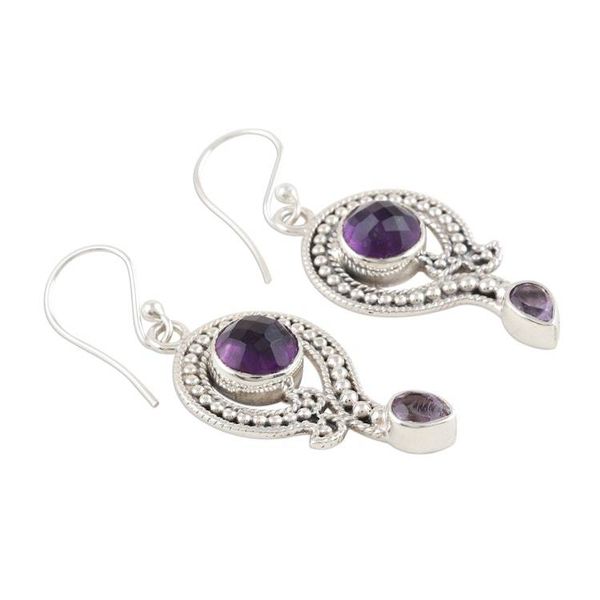 Alternate image for Artisan Crafted Amethyst Dangle Earrings Graceful Query