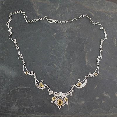 Primary image for Indian Jewelry Sterling Silver and Citrine Necklace Queen of Nature