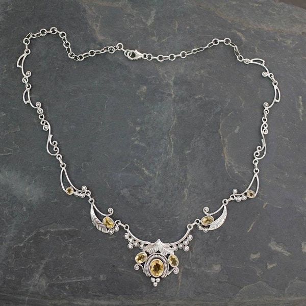 Alternate image for Indian Jewelry Sterling Silver and Citrine Necklace Queen of Nature
