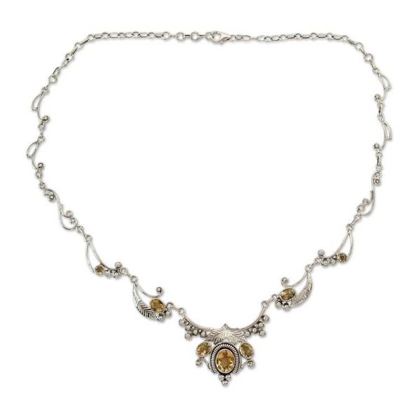 Alternate image for Indian Jewelry Sterling Silver and Citrine Necklace Queen of Nature