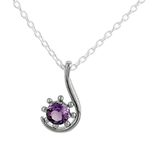 Alternate image for Amethyst and Sterling Silver Pendant Necklace from India Flower Hook