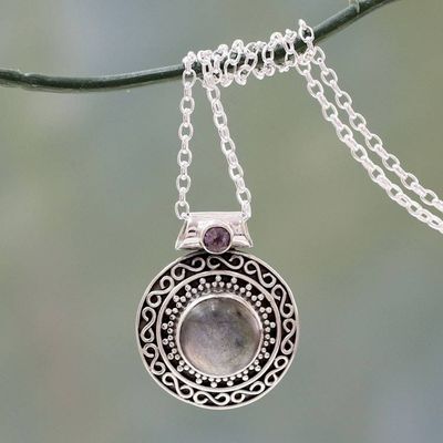 Primary image for Handcrafted Mughal Style Labradorite and Amethyst Necklace Aurangabad Princess