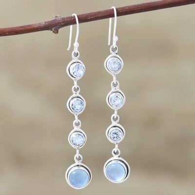 Primary image for Blue Topaz and Chalcedony Earrings from India Blue Showers