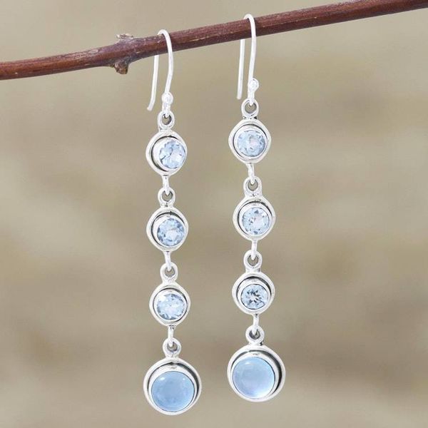 Alternate image for Blue Topaz and Chalcedony Earrings from India Blue Showers