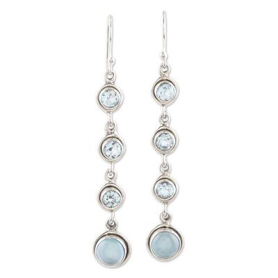 Alternate image for Blue Topaz and Chalcedony Earrings from India Blue Showers
