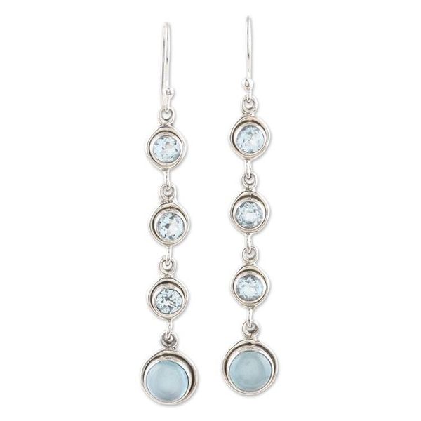 Alternate image for Blue Topaz and Chalcedony Earrings from India Blue Showers